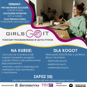 Girls Go IT: Podstawy programowania w języku Python